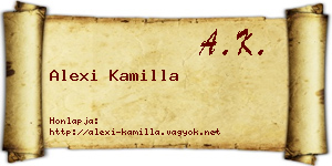 Alexi Kamilla névjegykártya